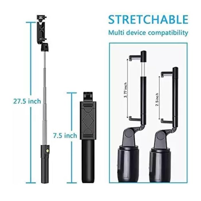 R15 Wireless Selfie Stick Tripod with Bluetooth Shutter & Selfie Light