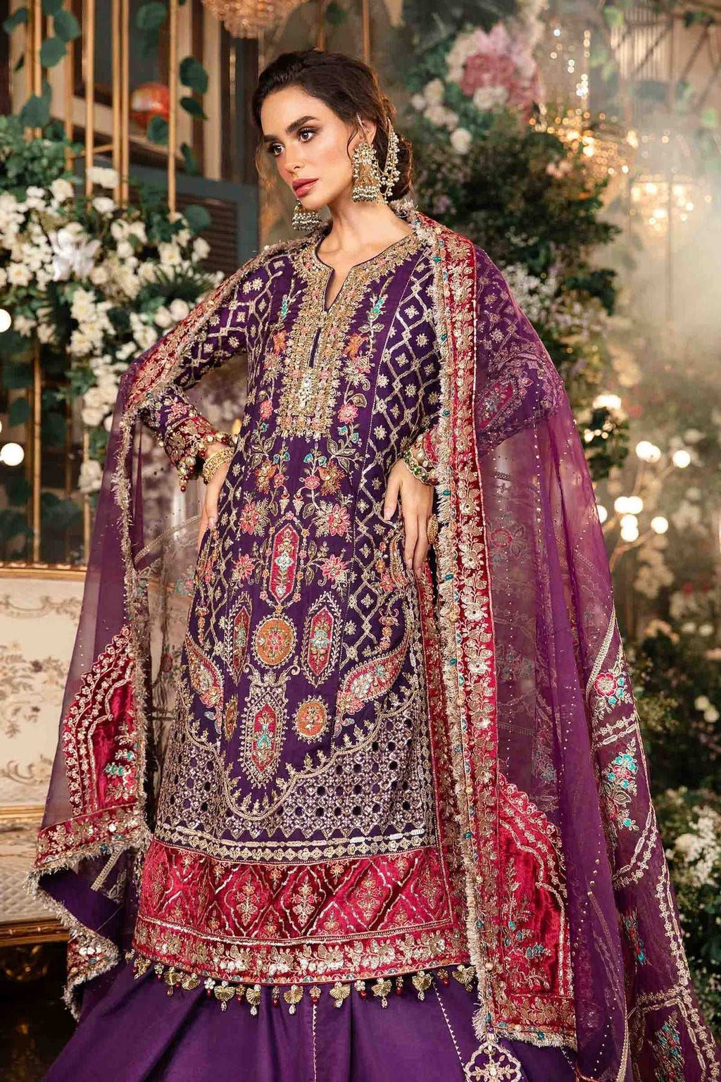 3 Piece Unstitched Embroidered Raw Silk Suit